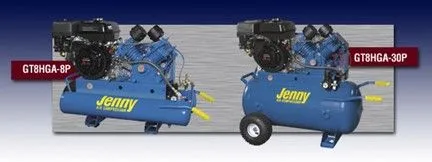 Two jenny air compressors are shown side by side Two jenny air compressors are shown side by side