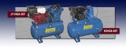 Two jenny air compressors are sitting next to each other Two jenny air compressors are sitting next to each other