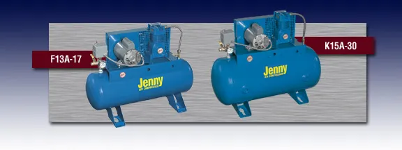 Two blue jerry air compressors on a silver background Two blue jerry air compressors on a silver background
