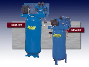 Two blue jenny air compressors are sitting next to each other Two blue jenny air compressors are sitting next to each other