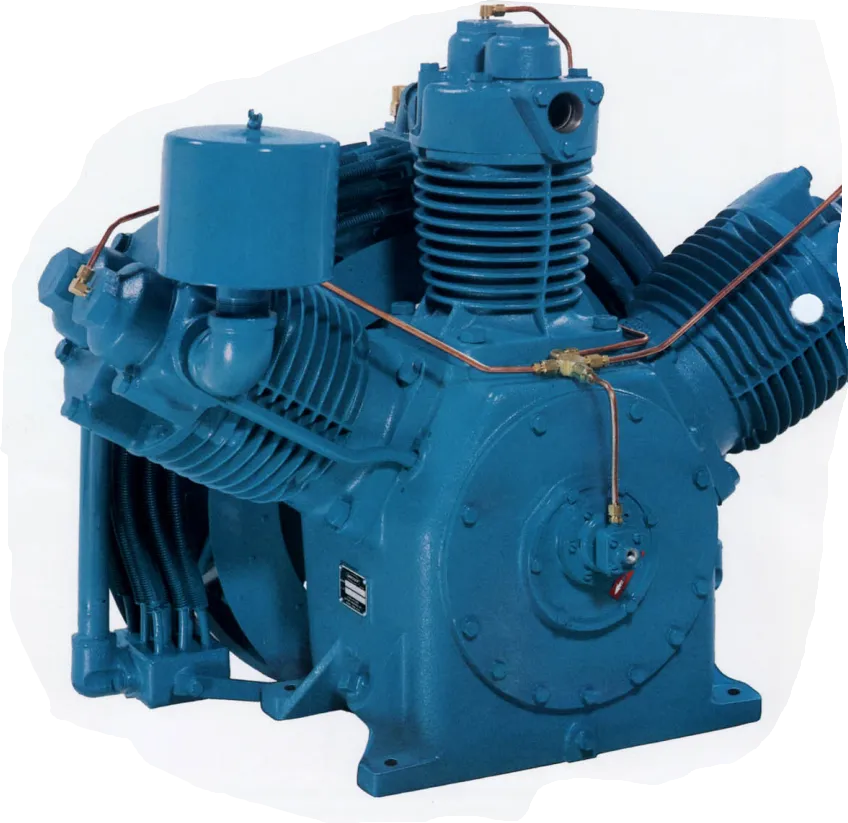 A blue air compressor is sitting on a white surface A blue air compressor is sitting on a white surface